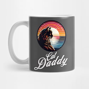 Retro Sunset Cat Daddy | Vintage Feline Lover | Pet Dad Mug